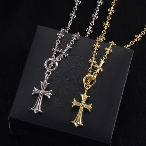This Chrome Hearts-style necklace features a classic scout flower/cross-shaped link design, creating a strong gothic street vibe: