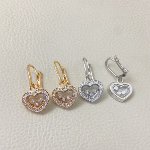 Three Beads Heart Shaped Diamond Inlaid Ear Buckles Dainty Shiny Daily Elegant Ear Jewelry