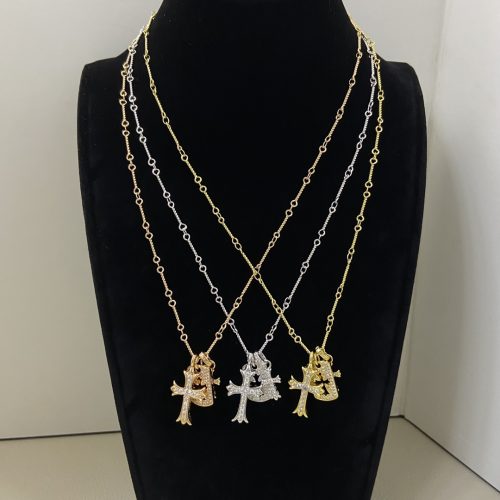 Retro 3-in-1 Cross Necklace, Detachable Layered Pendant, Silver Vintage Style, Unisex New Model