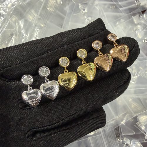 Silver-toned Heart Solitaire Drop Earrings Hypoallergenic with Gift Bag